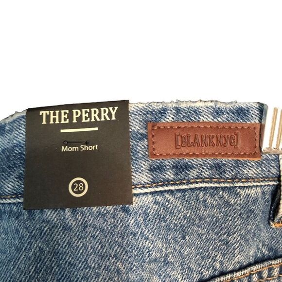 BlankNYC Womens The Perry Mom Short 28 Denim Cutoff Distressed High Waisted - Picture 2 of 5